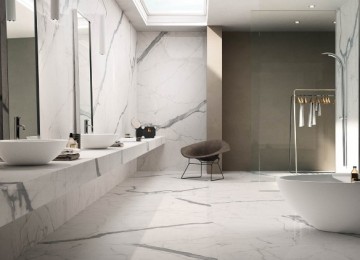 Плитка под мрамор для ванной комнаты: фото, дизайн, интересные решения (77фото)