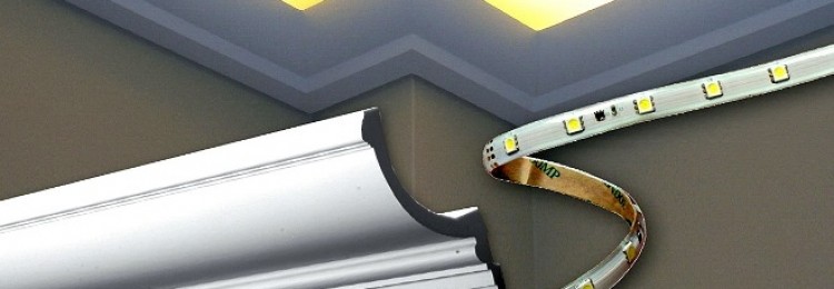Профили для светодиодных лент в натяжных потолках (72 фото)