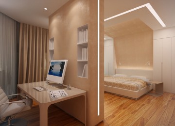 Спальня-кабинет в одной комнате: как обустроить рабочую зону при недостатке места (59 фото)