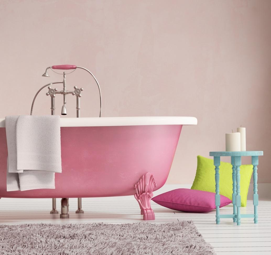Розовый и белый в ванной