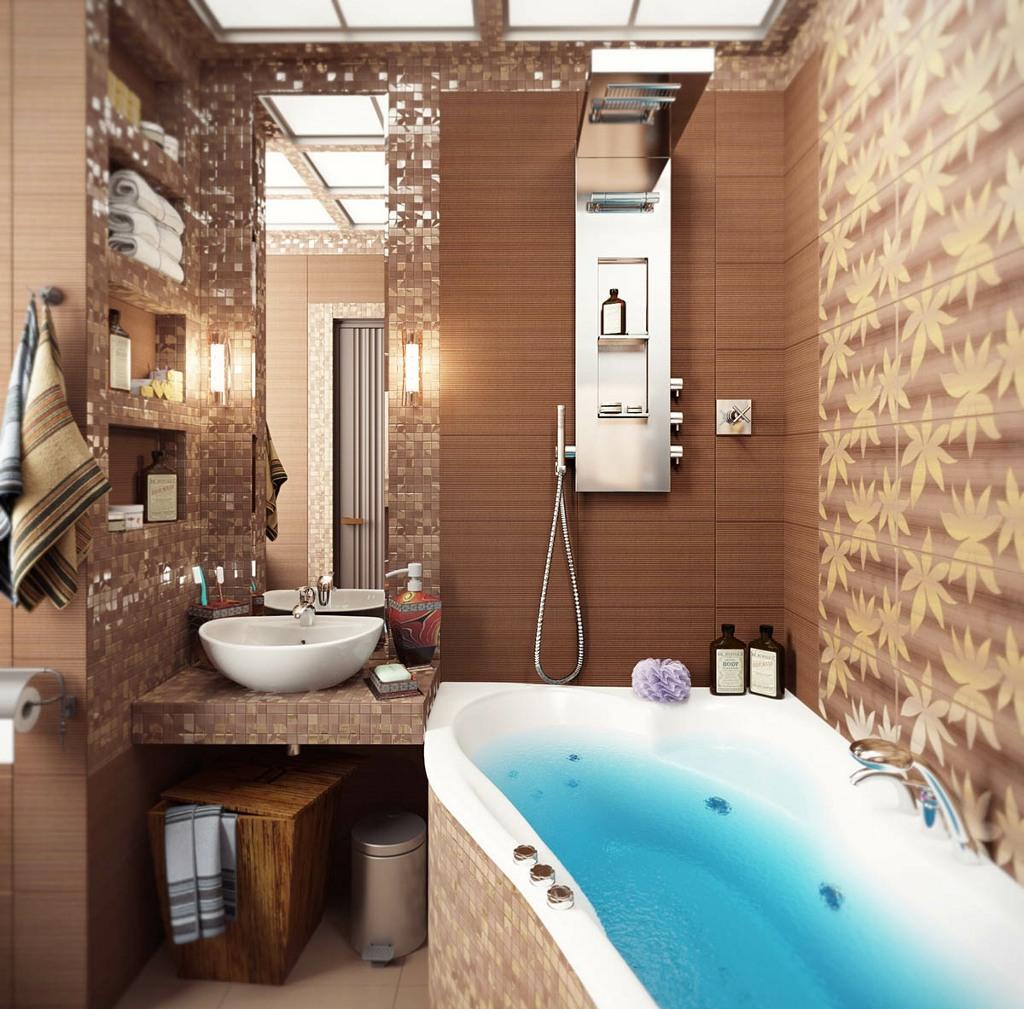 Дизайн ванной комнаты в коричневых тонах