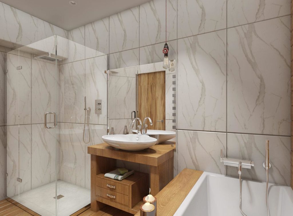 Дизайн ванной комнаты с мебелью акватон