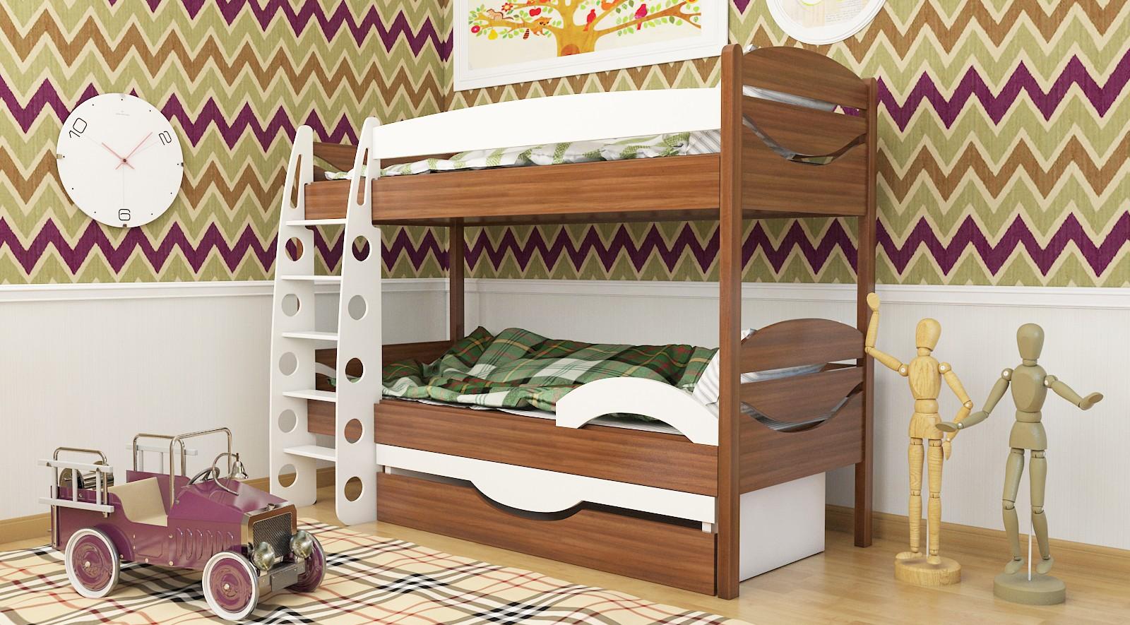 Двухэтажная детская кровать с бортиками