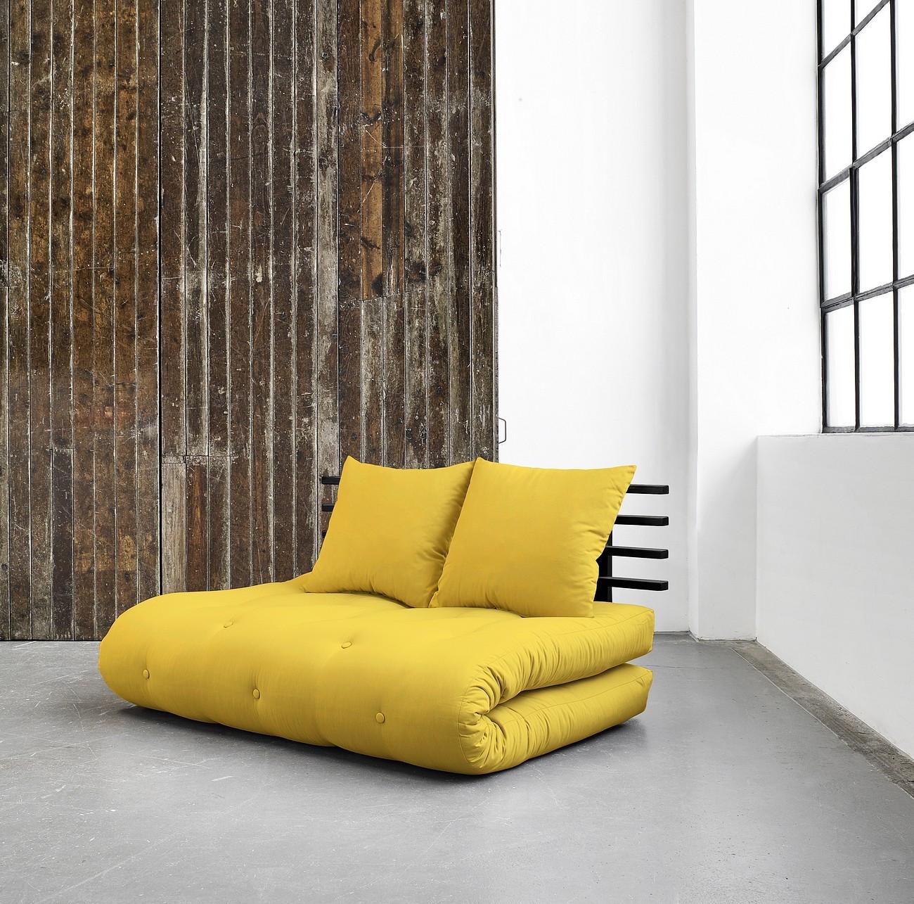 Желтый бескаркасный диван