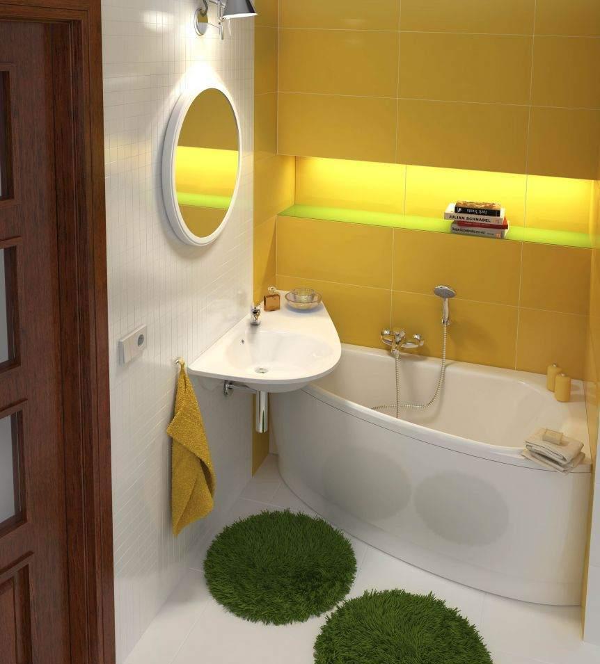 Желтая ванная без унитаза