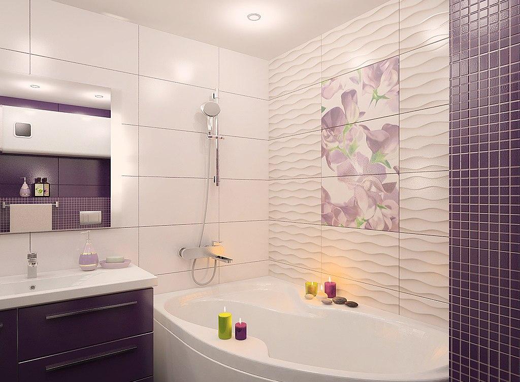 Фиолетово-белая ванная комната