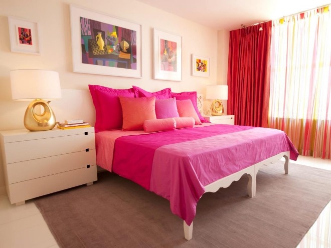 Дизайн розово серой спальни