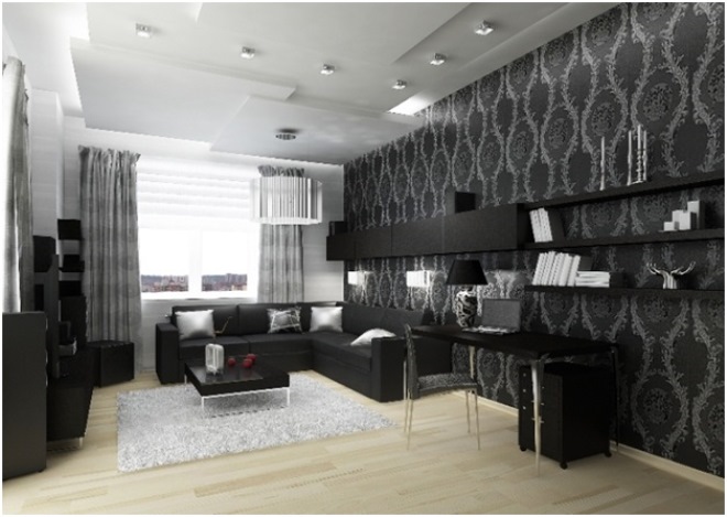 Дизайн гостиной в черно-белых тонах