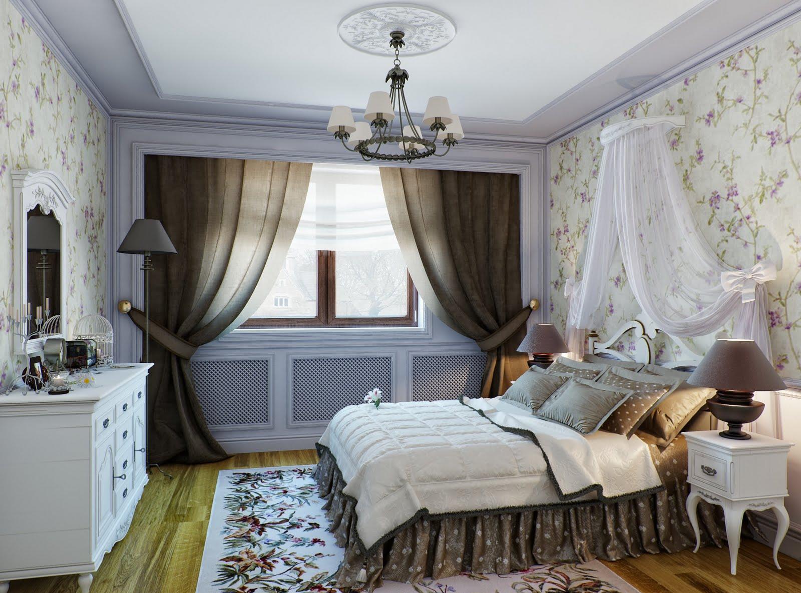 Прозрачный балдахин в спальне в стиле прованс