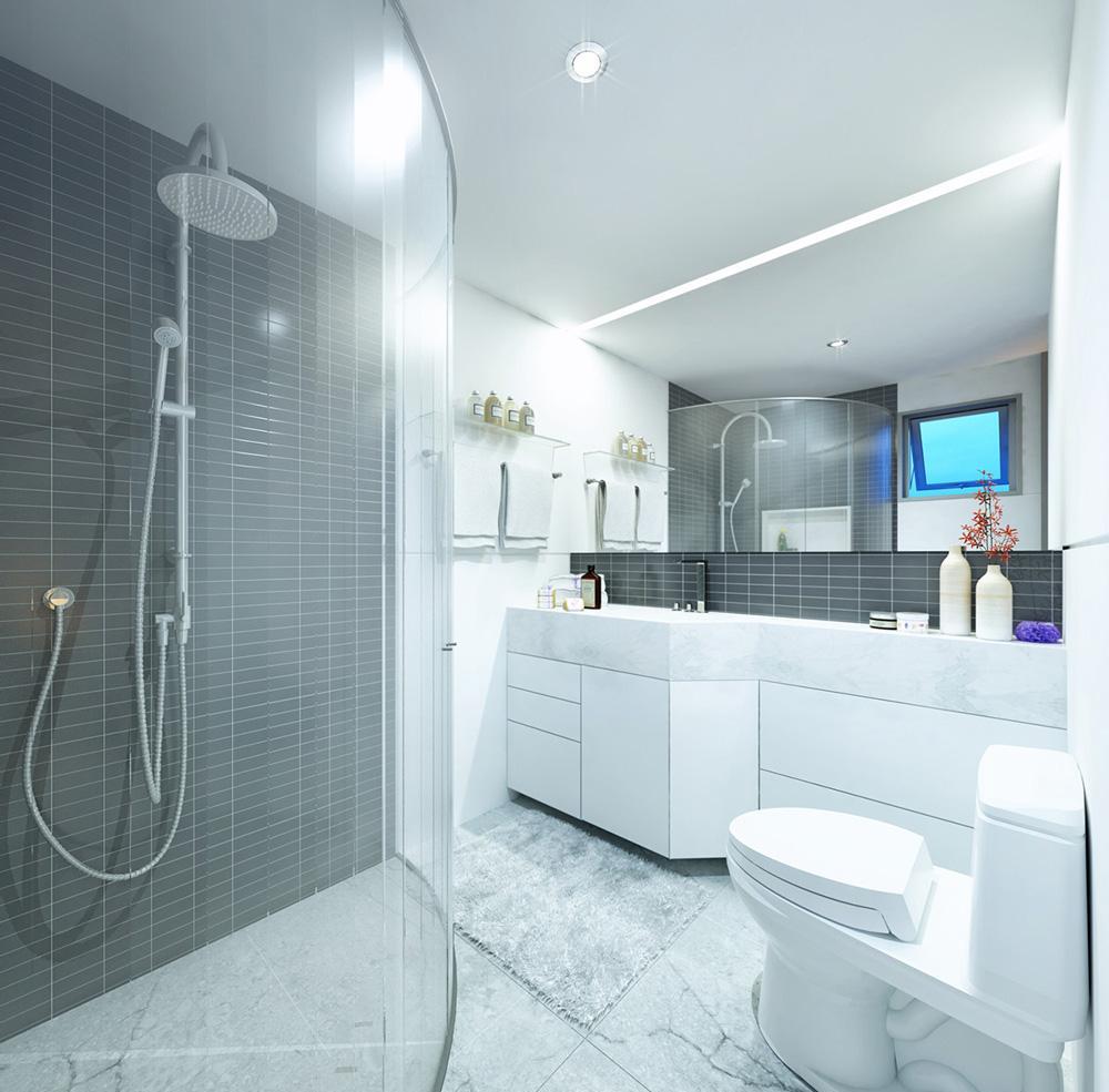 Современный дизайн черно-белой ванной комнаты