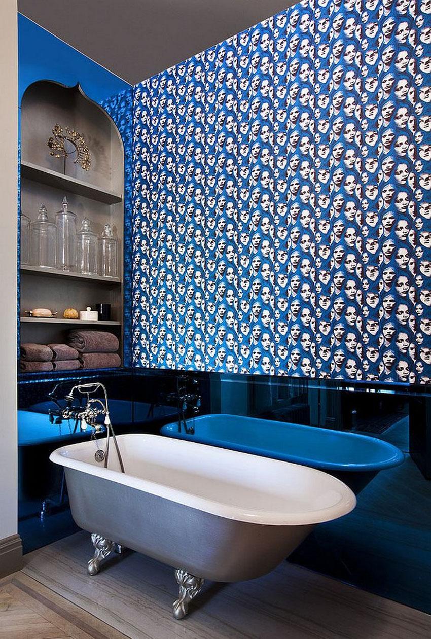 Сине-белая креативная ванная комната