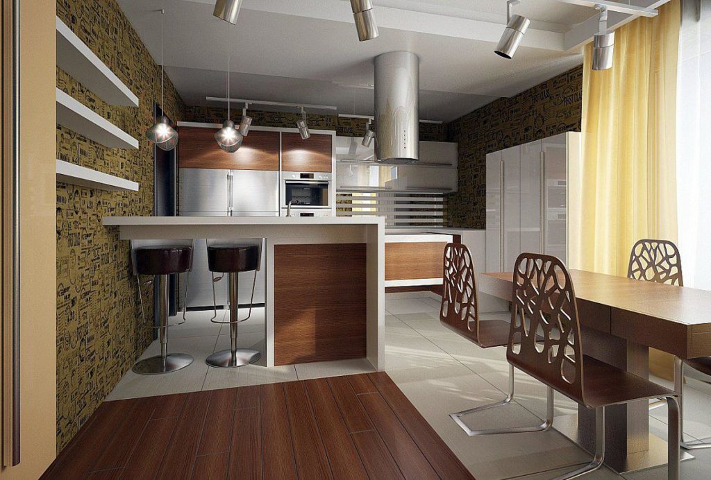 Комната студия с кухней в частном доме фото дизайн