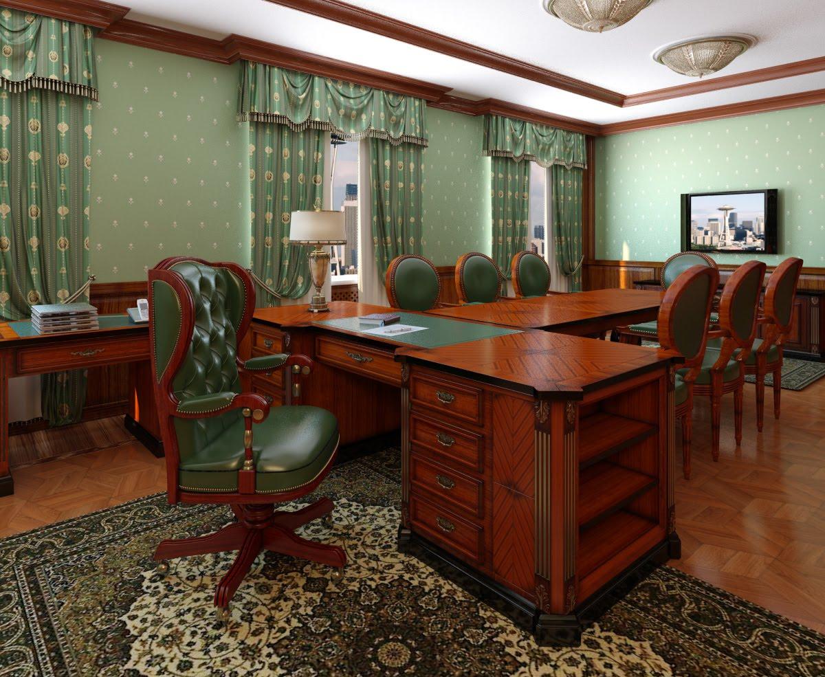 Зеленый дизайн кабинета директора