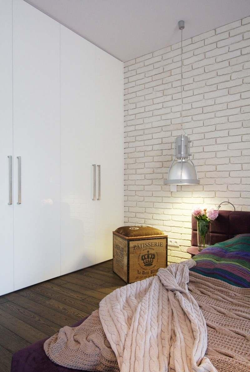Дизайн спальни 18 кв м с кирпичной стеной