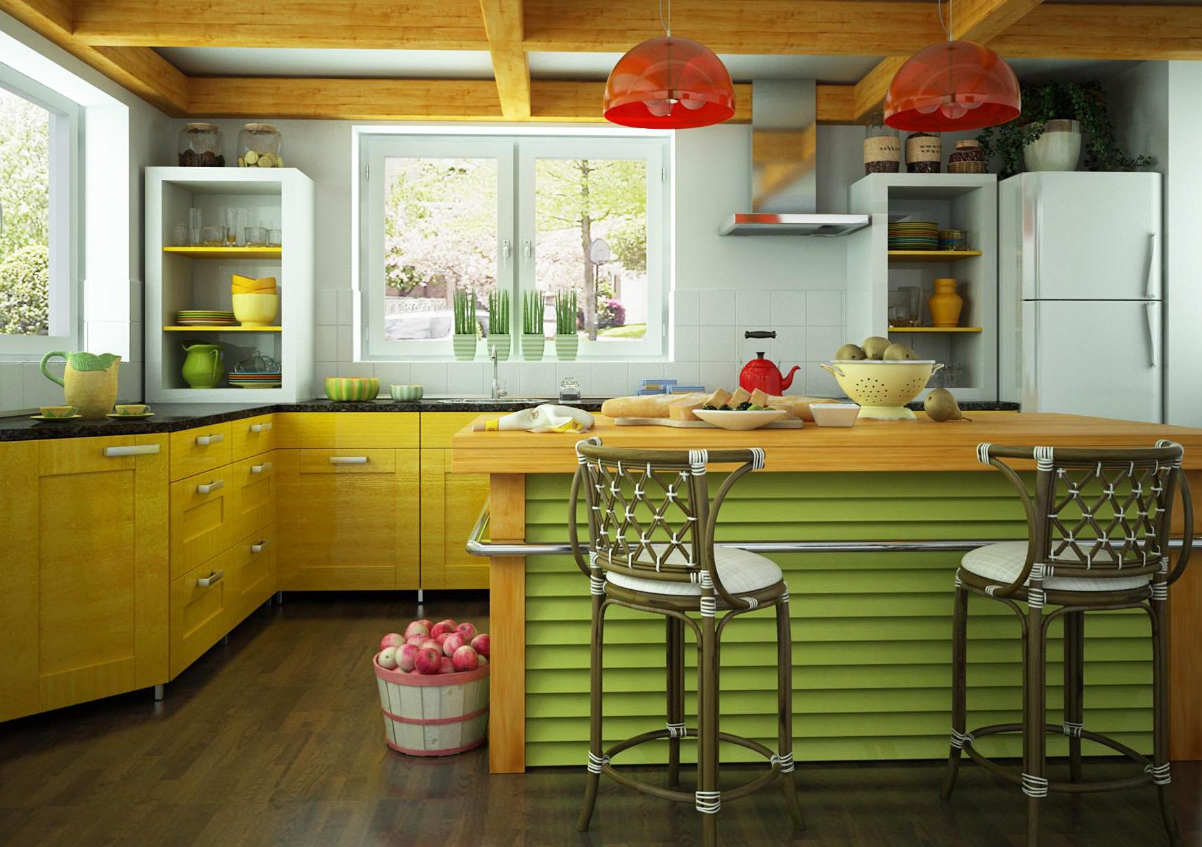 Кухонный гарнитур с желтым фасадом