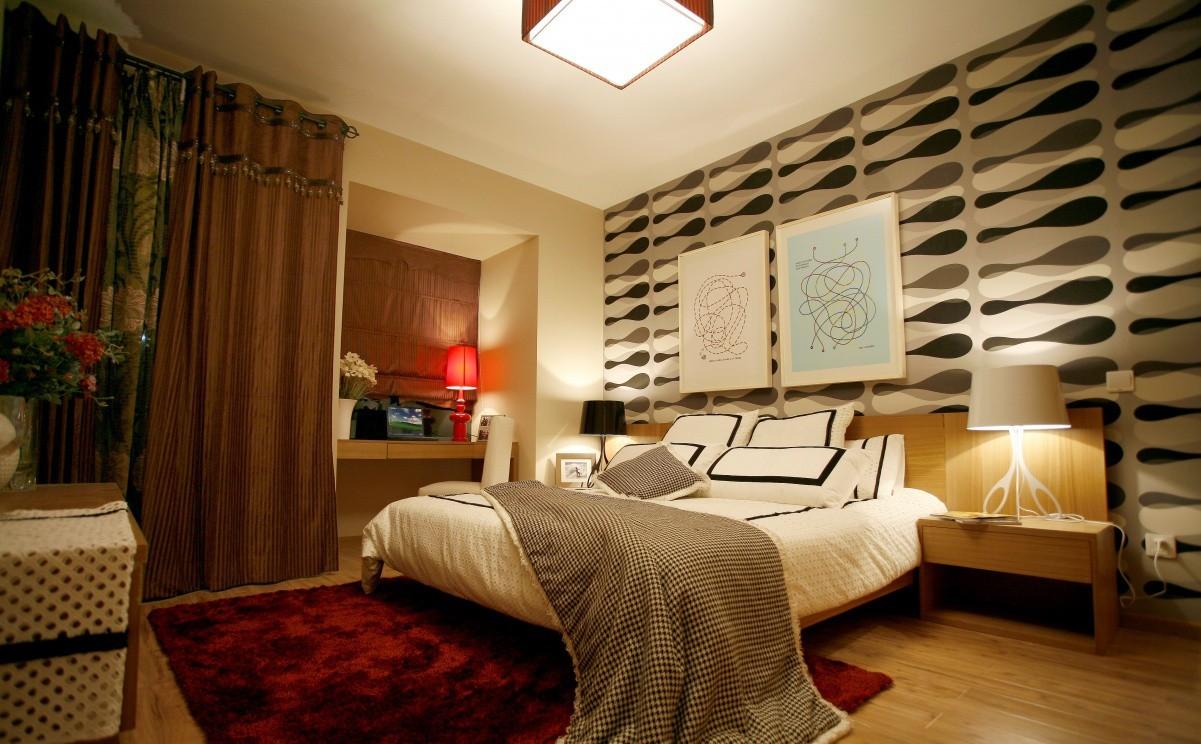 Белый, бежевый, красный и коричневый цвета в интерьере спальни