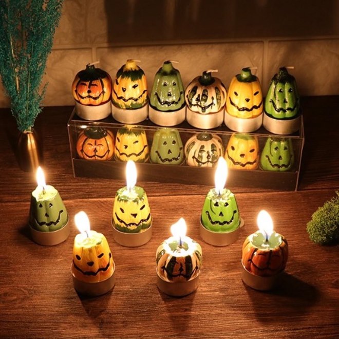 Оформление свечей на Хэллоуин