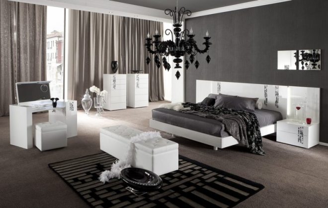 Черно-белая спальня