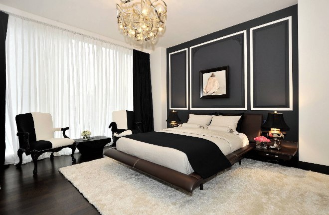 Как обыграть черно-белый дизайн спальни