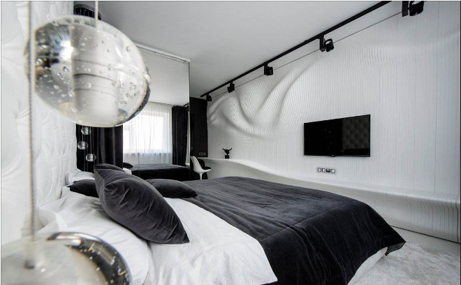 Монохромный дизайн спальни