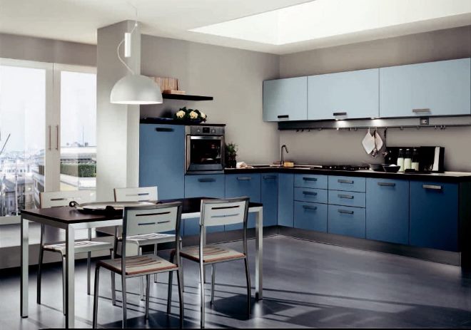 Серо-синяя кухня