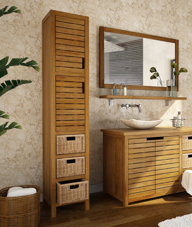 Деревянный шкаф в ванную